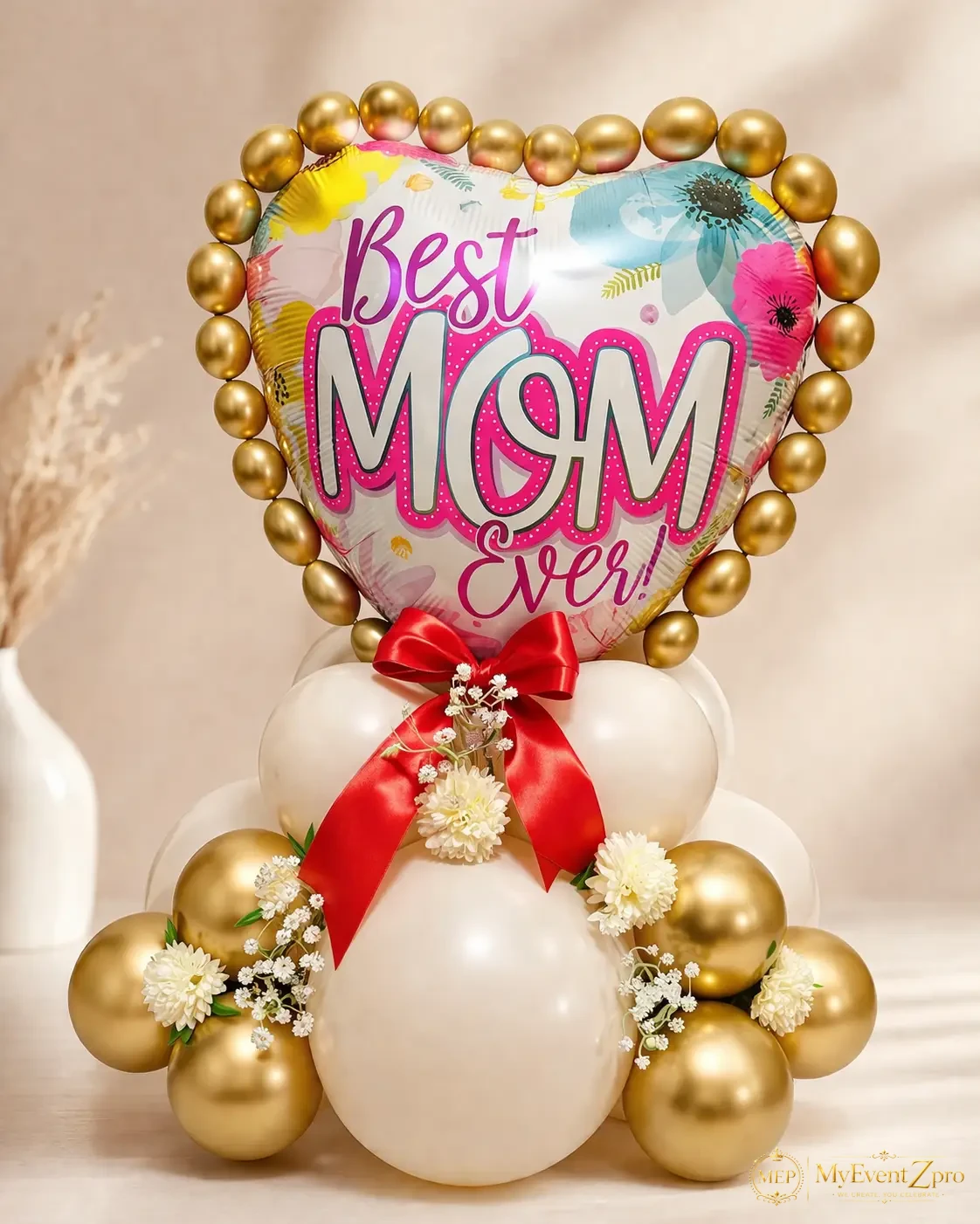 Heart Foil Balloon Gift Stand
